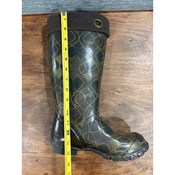 Bogs Womens Waterproof Printed Rain Boots Size 7 Green/Brown With Pattern - Picture 10 of 10